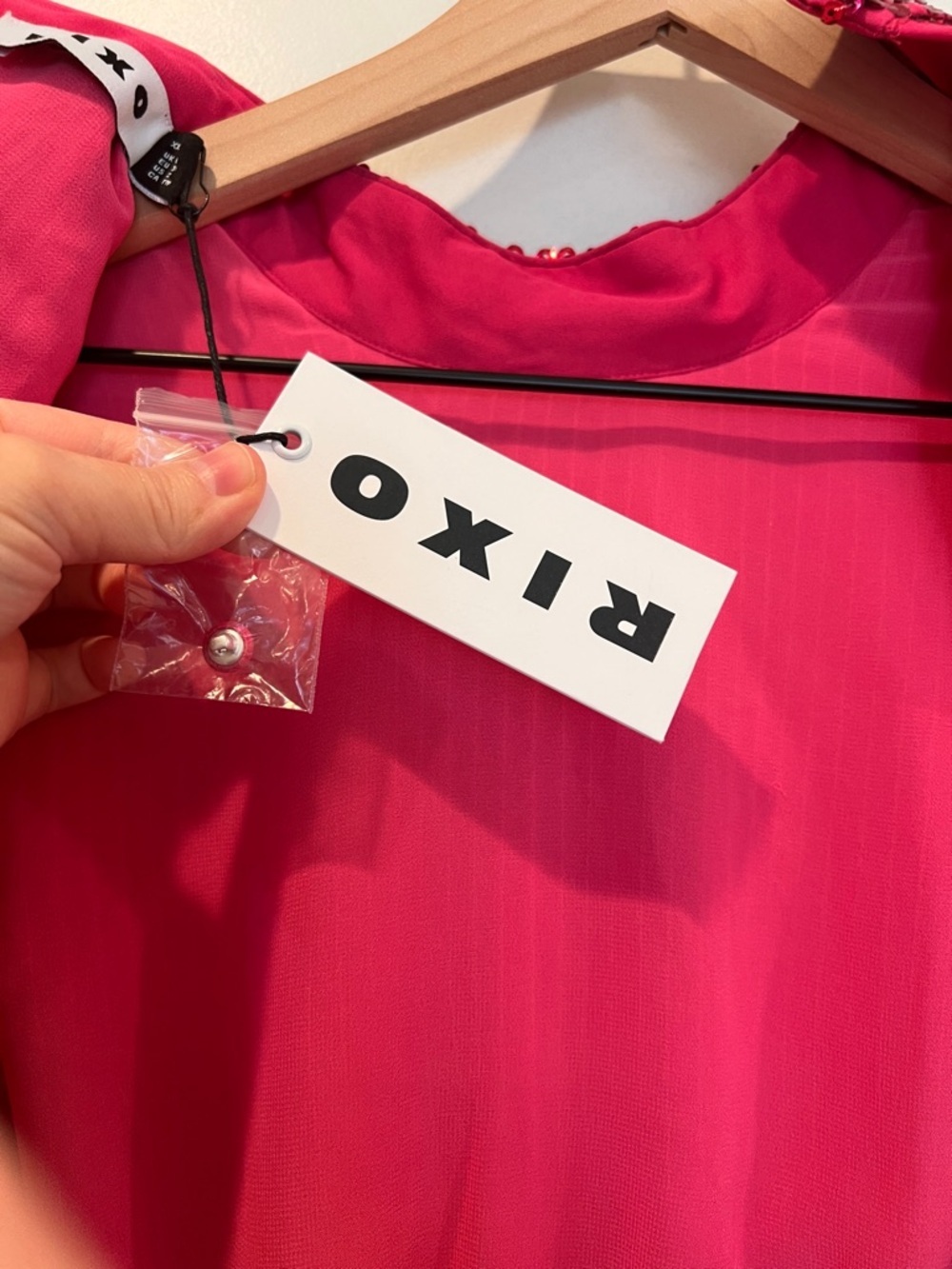 NEW NWT RIXO Pink Sequinned Lara Mini Dress - Picture 11 of 11
